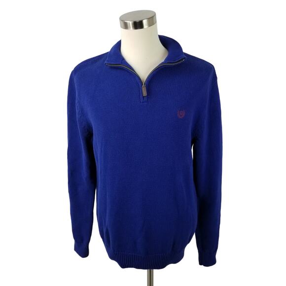 Chaps Blue Knit Medium Weight 1/4 Zip Men's Sweater Size Large - Picture 1 of 3